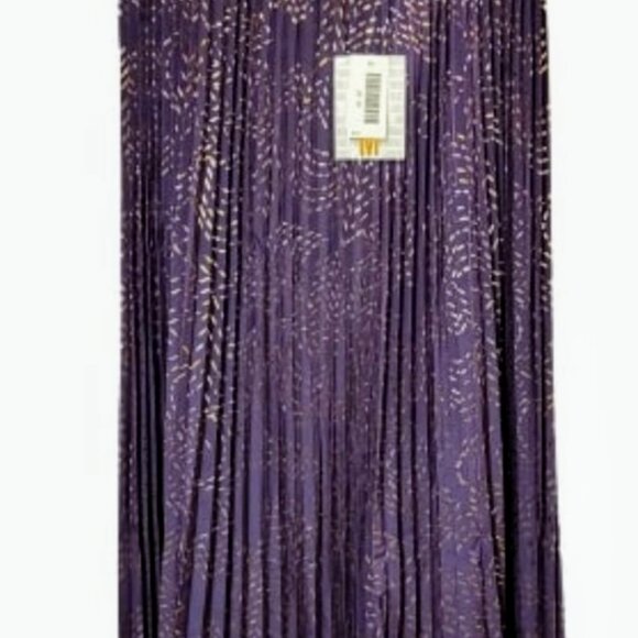 LuLaRoe Purple and Gold Metallic Elegant Jill Pleated Skirt Size Medium NWT - Picture 2 of 7